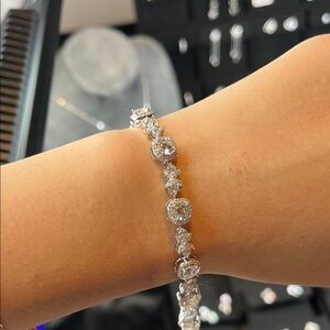 Elegant Silver-Tone Moissanite Tennis Bracelet - Silver